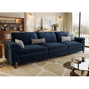 Modular Sectional Sofa with Removable Washable Covers, Oversized Deep Seat 3 Seater Couch, Chenille in Navy Blue