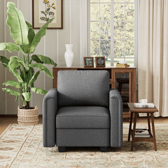 Modern Simple Leather Sectional Sofa 27'' with Storage and Convertible Function