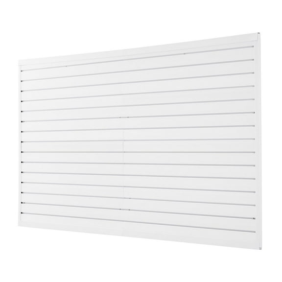 Modular Slatwall Panel System, 8x4 ft PVC Garage Wall for Easy DIY Storage & Display, Adjustable Cut-to-Fit Slatwall Paneling