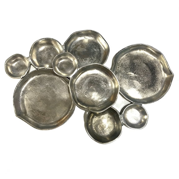 Modular Snack Serving Bowl Set Centerpiece,Multi Section Connected Tray Space Efficient Elegant Display,Versatile Food Organizer for Parties Holidays Family Gatherings Dining Table-Silver