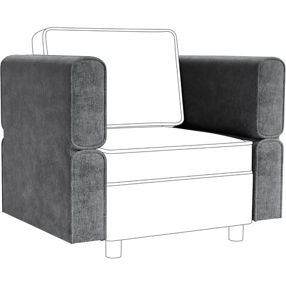 Modular Sofa Armrest Set, Adjustable Chenille Couch Armrests, Left and Right Armrest Modules for Modular Sectional Sofa, Flexible Combination, Upholstered Sofa Accessories, Set of 2,Gray