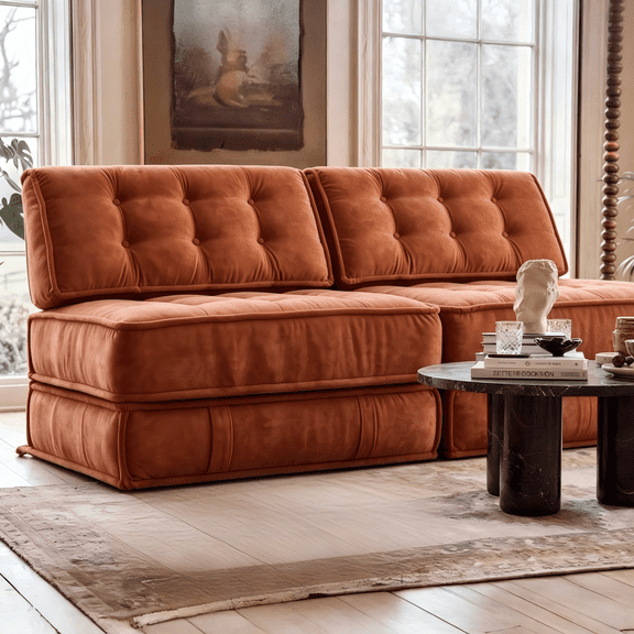 Modular Sofa Bed with Spring and Foam Hybrid Support, 500 lb Capacity, Waterproof Washable Covers, Tool-Free Space-Saving Design,Red
