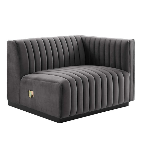 Modular Sofa Chair, Grey Gray Black, Velvet, French Living Lounge Cafe Lobby Hospitality Restaurant, Modern Contemporary Boutique HB33734