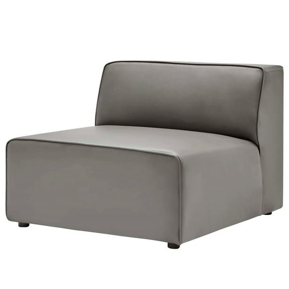 Modular Sofa Chair, Grey Gray, Vegan Leather, Living Kitchen Cafe Bistro Hospitality Restaurant, Modern Contemporary HB33439