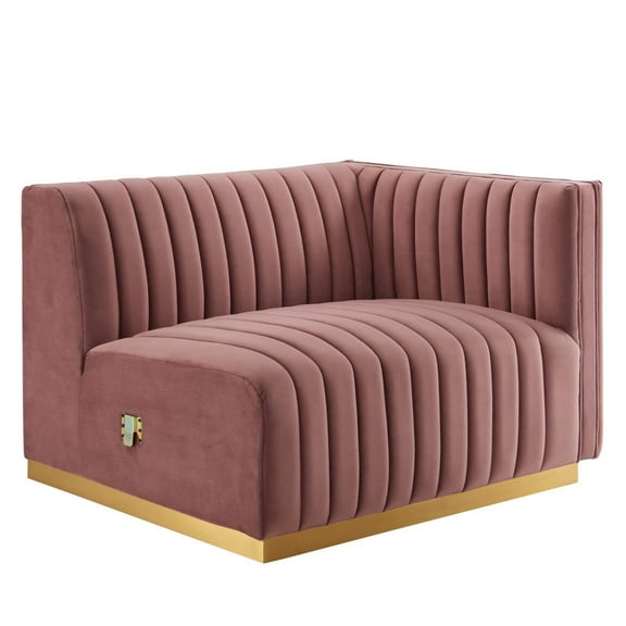 Modular Sofa Chair, Pink Gold, Velvet, French Living Lounge Cafe Lobby Hospitality Restaurant, Modern Contemporary Boutique HB33773