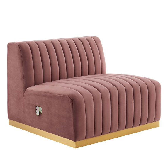 Modular Sofa Chair, Pink Gold, Velvet, French Living Lounge Cafe Lobby Hospitality Restaurant, Modern Contemporary Boutique HB33778