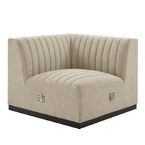 Modular Sofa Corner Chair, Beige Black, Fabric, French Living Lounge Cafe Lobby Hospitality Restaurant, Modern Contemporary HB33757