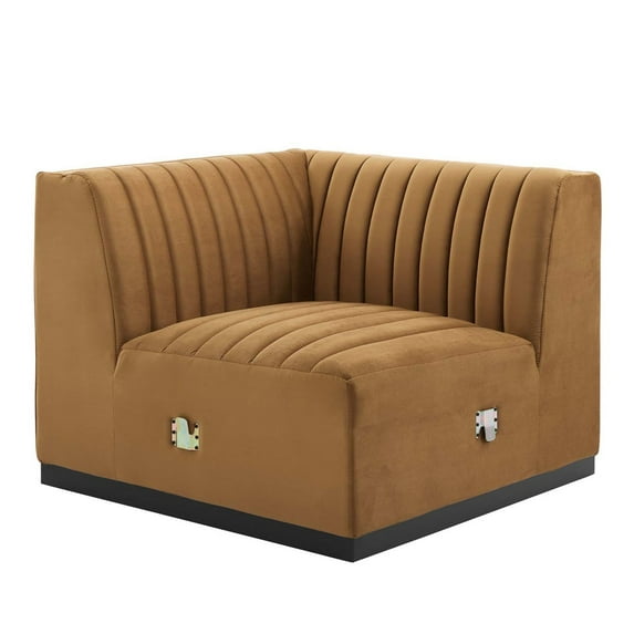 Modular Sofa Corner Chair, Black Brown, Velvet, French Living Lounge Cafe Lobby Hospitality Restaurant, Modern Contemporary Boutique HB33753
