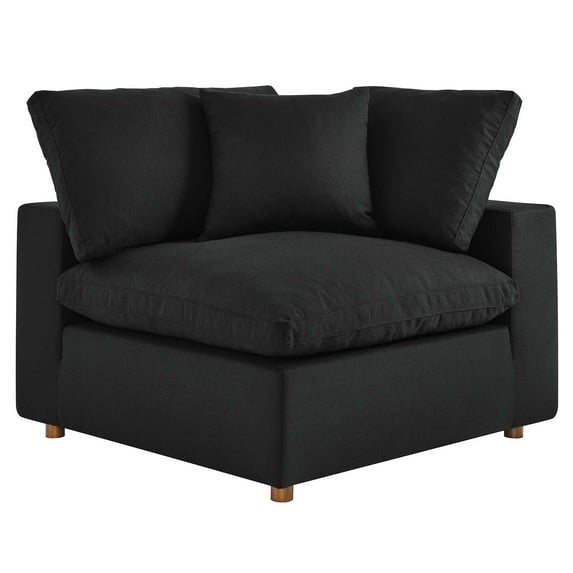 Modular Sofa Corner Chair, Black, Fabric, Modern Contemporary, Living Lounge Cafe Room Hotel Lobby Hospitality