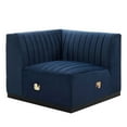 thumbnail image 1 of Modular Sofa Corner Chair, Blue Navy, Velvet, French Living Lounge Cafe Lobby Hospitality Restaurant, Modern Contemporary Boutique HB33756, 1 of 6