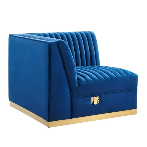 Modular Sofa Corner Chair, Blue Navy, Velvet, Living Kitchen Cafe Bistro Hospitality Restaurant, Modern Contemporary Boutique HB34336