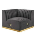 thumbnail image 1 of Modular Sofa Corner Chair, Grey Gray Gold, Velvet, French Living Lounge Cafe Lobby Hospitality Restaurant, Modern Contemporary Boutique HB33784, 1 of 6