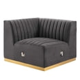 thumbnail image 1 of Modular Sofa Corner Chair, Grey Gray Gold, Velvet, French Living Lounge Cafe Lobby Hospitality Restaurant, Modern Contemporary Boutique HB33789, 1 of 6