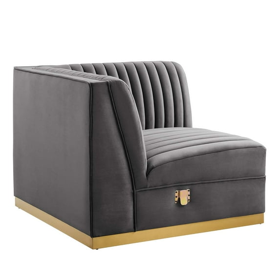 Modular Sofa Corner Chair, Grey Gray, Velvet, Living Kitchen Cafe Bistro Hospitality Restaurant, Modern Contemporary Boutique HB34338