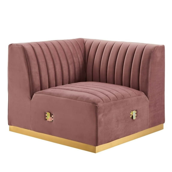 Modular Sofa Corner Chair, Pink Gold, Velvet, French Living Lounge Cafe Lobby Hospitality Restaurant, Modern Contemporary Boutique HB33783
