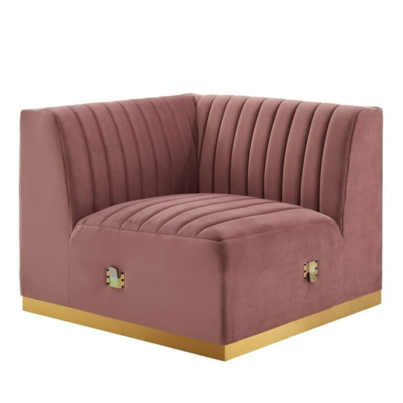 Modular Sofa Corner Chair, Pink Gold, Velvet, French Living Lounge Cafe Lobby Hospitality Restaurant, Modern Contemporary Boutique HB33788