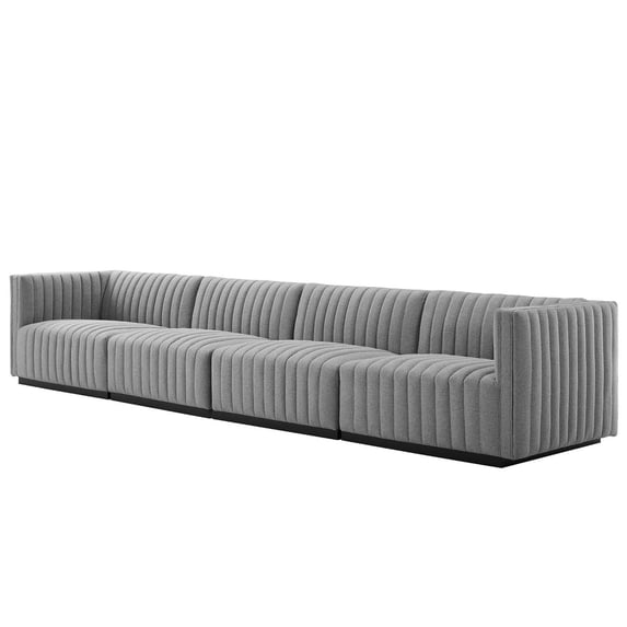 Modular Sofa Couch, Black Grey Gray, Fabric, French Living Lounge Cafe Lobby Hospitality Restaurant, Modern Contemporary HB34027