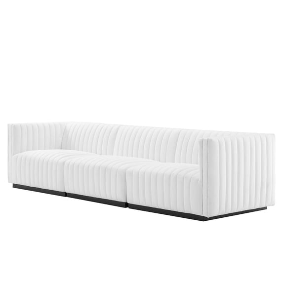 Modular Sofa Couch, White Black, Fabric, French Living Lounge Cafe Lobby Hospitality Restaurant, Modern Contemporary HB34022