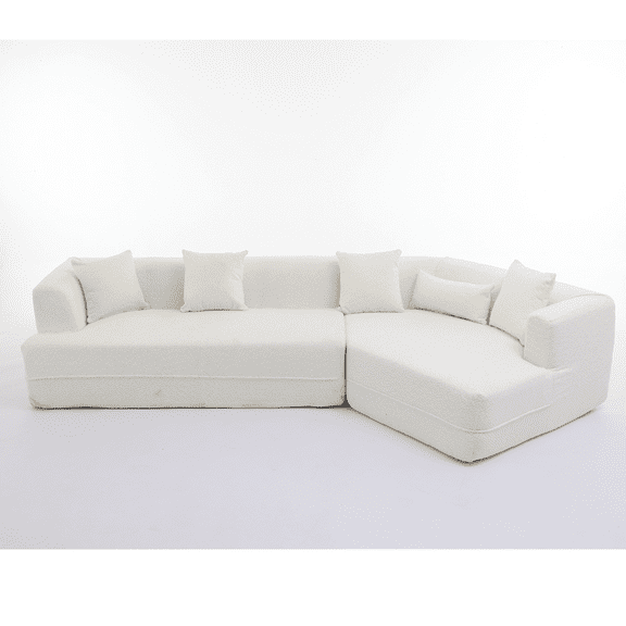 Modular Sofa, Modern Minimalist Style Sofa, Upholstered, Free Combination, Round Fiber Fabric, Anti-Wrinkle Fabric, Dimension Exten (White)