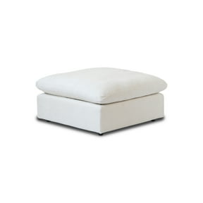 The Magic Home Modular Sofa & Sectional Sofa - Deep Seat Cloud Couch in Soft Linen Blend Fabric,Perfect for Apartment & Small Space Living,Ottoman,White Couch