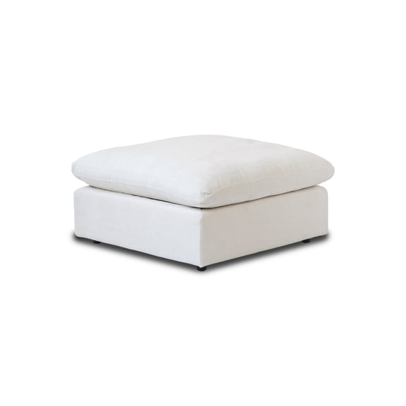 The Magic Home Modular Sofa & Sectional Sofa - Deep Seat Cloud Couch in Soft Linen Blend Fabric,Perfect for Apartment & Small Space Living,Ottoman,White Couch