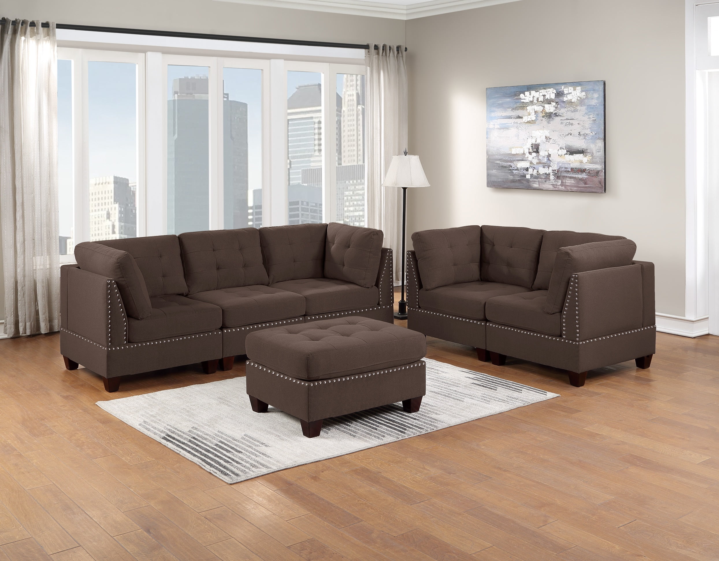 Modular Sofa Set 6pc Set Living Room Furniture Sofa Loveseat Tufted