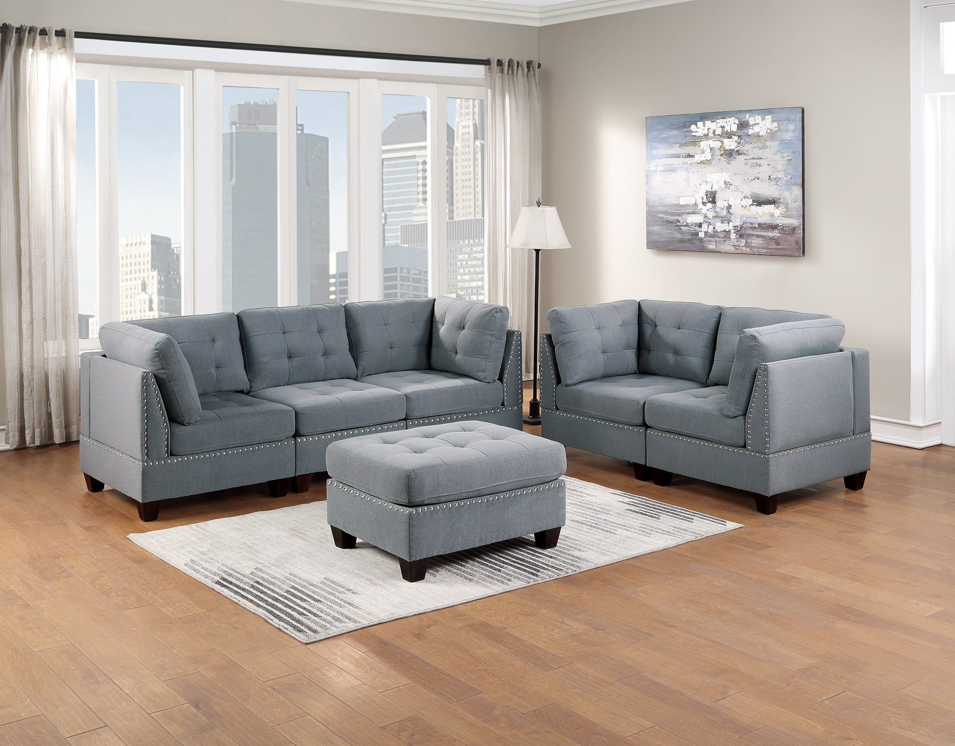 Modular Sofa Set 6pc Set Living Room Furniture Sofa Loveseat Tufted