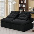 thumbnail image 1 of Modular Sofa,Soft Corduroy Fabric Loveseat Sofa for Living Roo,Upholstered Sofa Couch will DIY,No Armrests,Black, 1 of 7