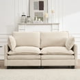 thumbnail image 1 of Modular Sofa, Velvet Large U-Shaped Couch Comfy Upholstered 2-Seat Sofa, 2 Lumbar Pillow, Deep Seat Couch for Living Room (Beige), 1 of 11