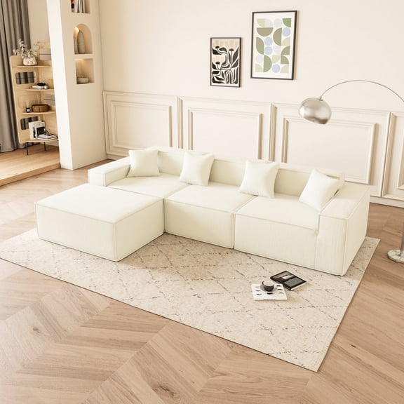 Modular Sofa with Reversible Chaise / Quick Assembly for Small Living Areas