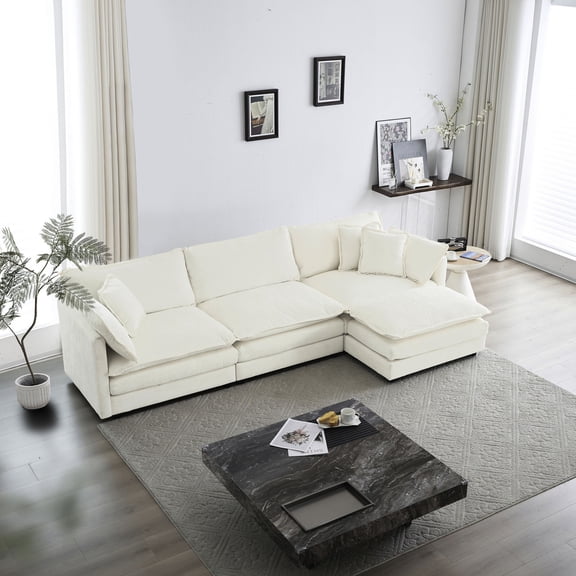 Modular Sofa with Reversible Ottoman / High - Quality Sponge for Body Support