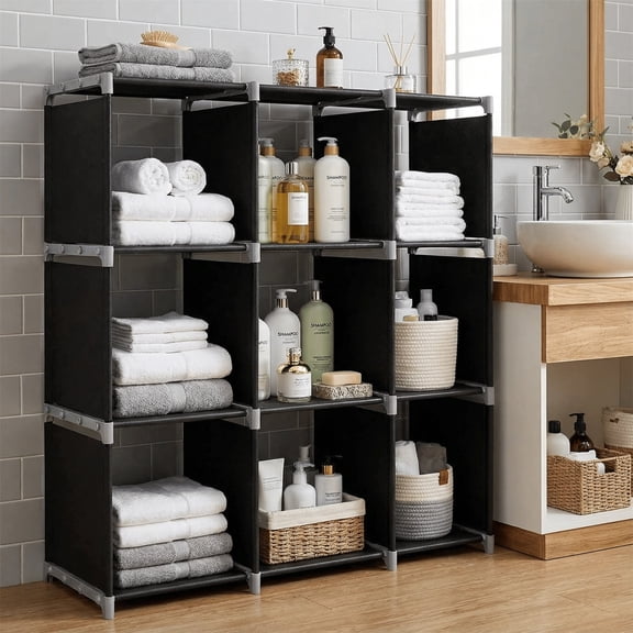 Modular Storage Rack, Space Saving, Sturdy Durable, for Bathroom Kitchen Bedroom Office