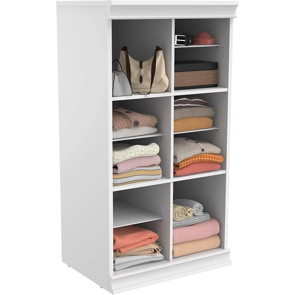 Modular Storage Shelf Unit with 12 Adjustable Shelves & Dividers, White