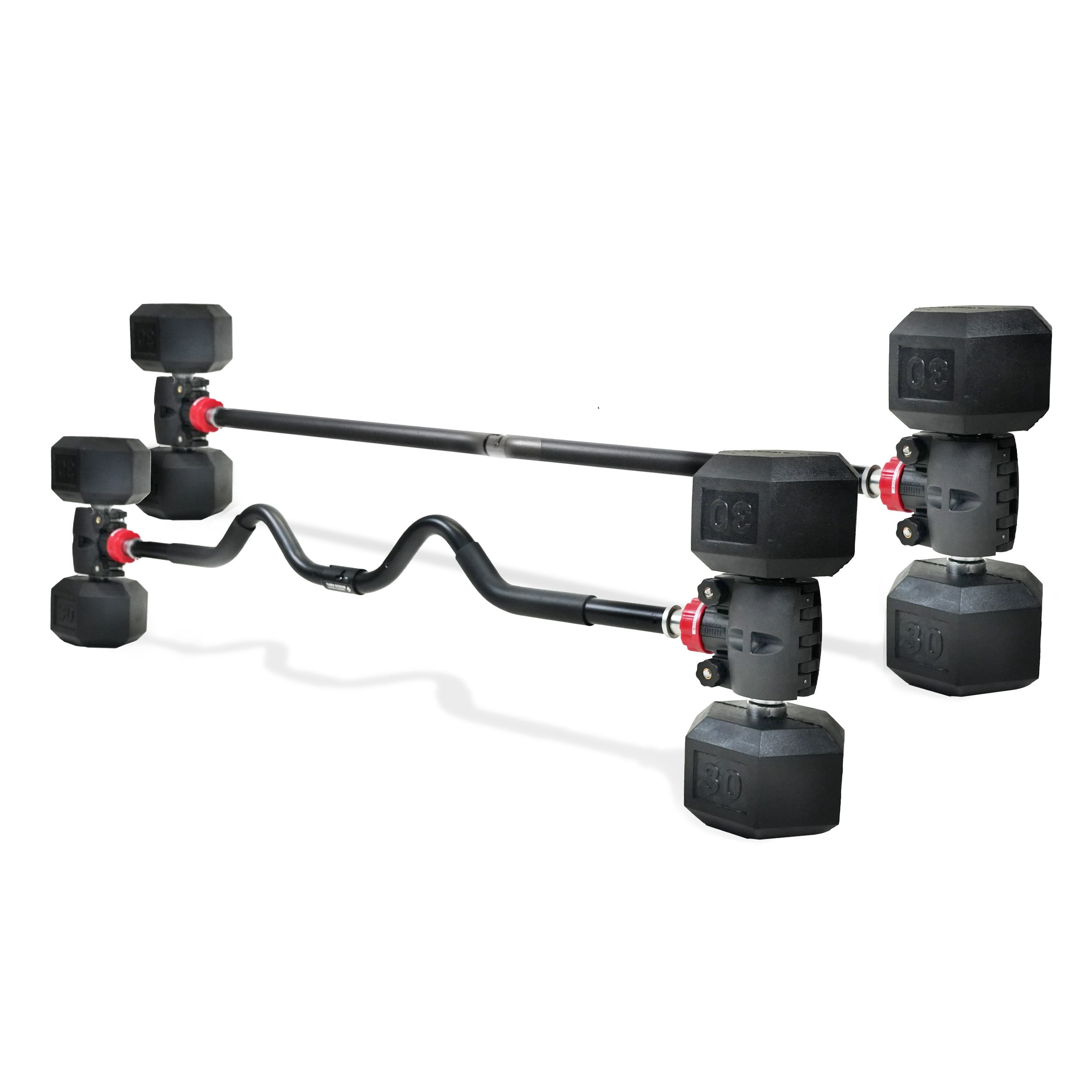 PRCTZ Modular Training Barbell and Curl Bar Combo, Adjustable Dumbbell to Barbell Weight Bar ,Curl Bar, and Macebell Converter, Built-in Resistance Tube Adapter, Up to 200 lb. Capacity