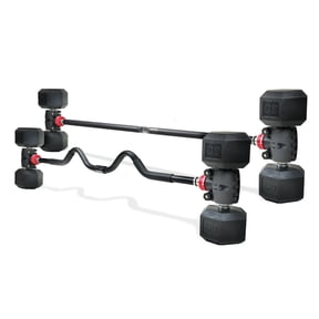 PRCTZ Modular Training Barbell and Curl Bar Combo, Adjustable Dumbbell to Barbell Weight Bar ,Curl Bar, and Macebell Converter, Built-in Resistance Tube Adapter, Up to 200 lb. Capacity