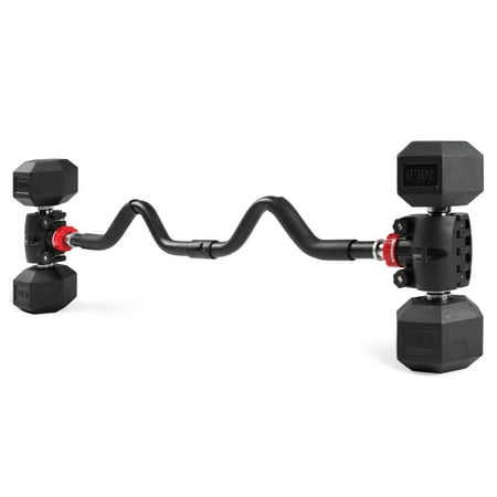PRCTZ Modular EZ Curl Barbell Converter, Weight Lifting Curl Barbell, Biceps and Triceps, Dumbbell to Barbell Converter, Built-in Resistance Tube Adapter 200 Pound Capacity