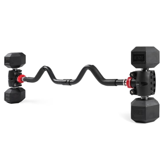 PRCTZ Modular EZ Curl Barbell Converter, Weight Lifting Curl Barbell, Biceps and Triceps, Dumbbell to Barbell Converter, Built-in Resistance Tube Adapter 200 Pound Capacity