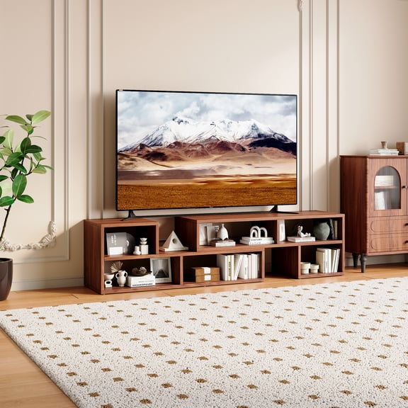 Modular TV Stand, Free-Combinable Open Storage Media Console, Minimalist Adjustable Entertainment Center Engineered Wood TV Cabinet for Living Room Bedroom Apartment