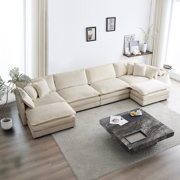 Modular U Shape Sectional with Reversible Chaise / Relaxing Seating for Family Gatherings