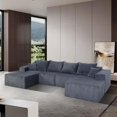 thumbnail image 1 of Modular U-Shaped Sectional Sofa, 128" Convertible Oversized Corduroy Couch with Chaise Lounge, No Assembly Needed, Modern Boneless Couchs, Gray, 1 of 9