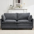 thumbnail image 1 of Modular Velvet U-Shaped Sectional Sofa - 2-Seat Deep Couch with 2 Lumbar Pillows, Plush Gray Upholstered Living Room Couch, 1 of 14
