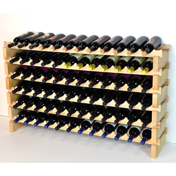 Modular Wine Rack Beachwood 48-144 Bottle Capacity 12 Bottles Across up to 12 Rows Newest Improved Model (72 Bottles - 6 Rows)