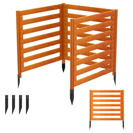 Modular Wooden Fence Panel, 36 IN x 36 IN. Solid Wood. Metal Stakes Included. Little to No Digging. For Garden, Pet Area & AC Enclosure.