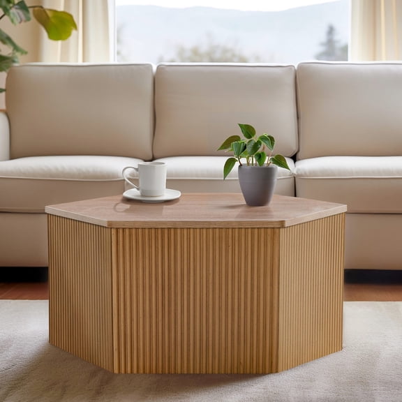 Modular and Practical Design - Hexagon Wood Coffee Table Ideal for Grouping in Living Spaces