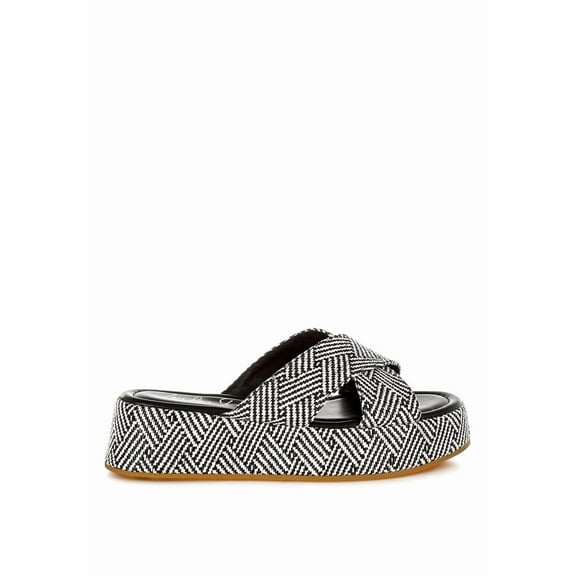 London Rag Modura Raffia Flatform Womens Slip Ons