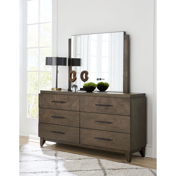 Modus Broderick 2PC Dresser & Mirror in Wild Oats Brown