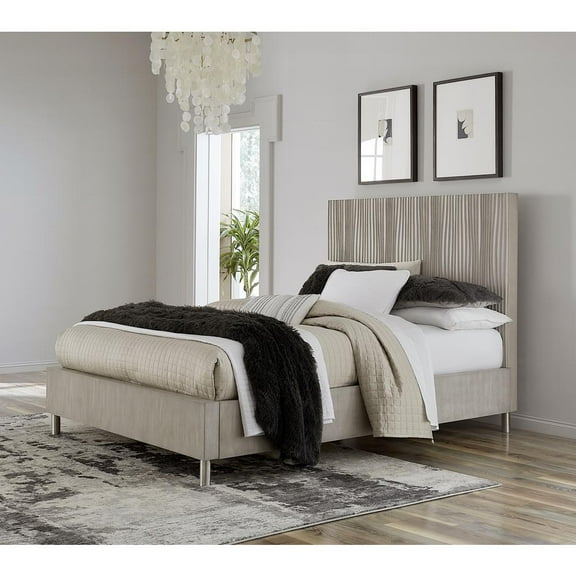 Modus Furniture Argento Wave-Patterned Bed in Misty Grey