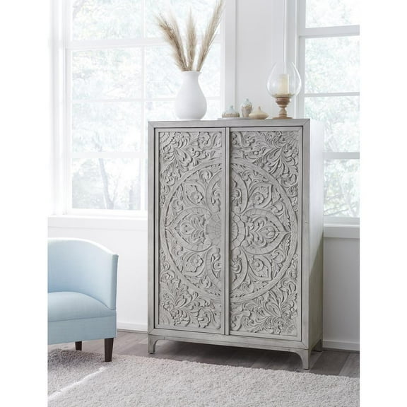 Modus Furniture Boho Chic Wardrobe Chest in Washed White (2024)