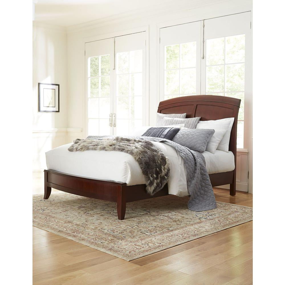 Full Mahogany and Cherry Wood Sleigh Bed with Storage Drawers