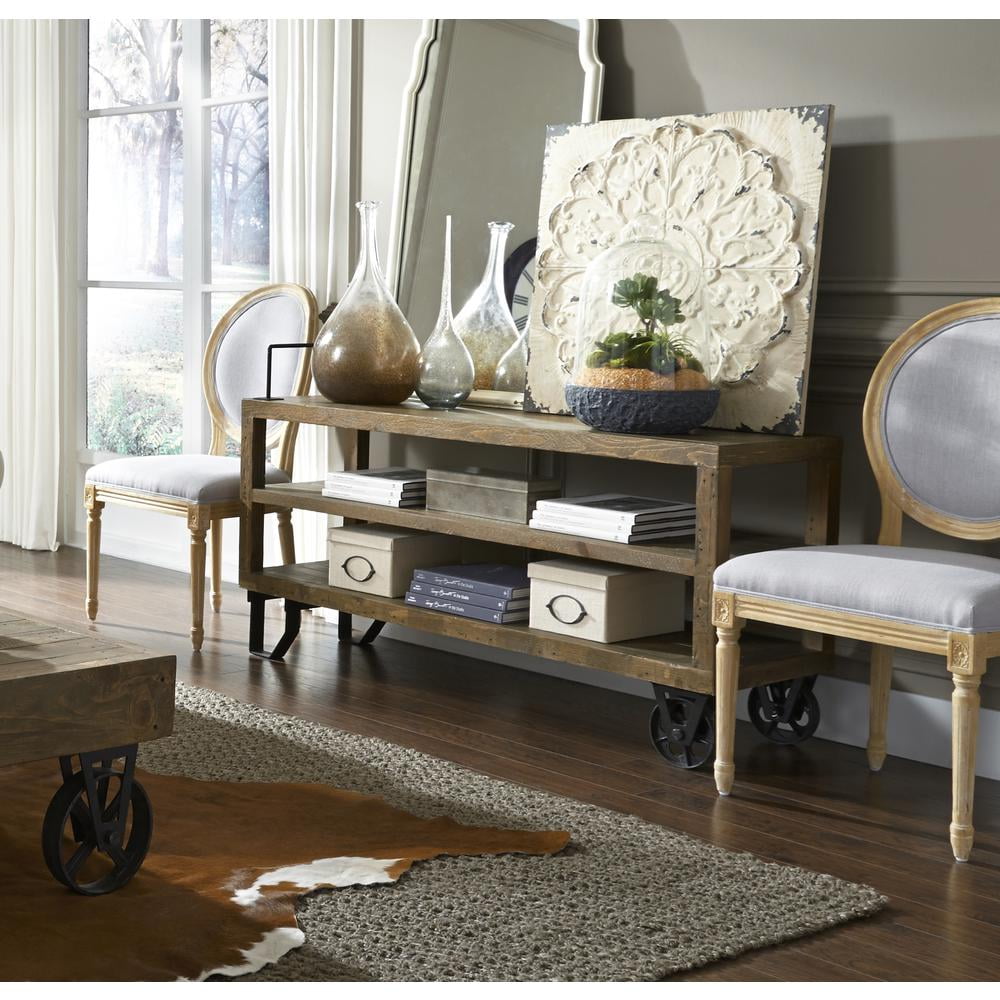 Rustic Coalburn 55" Reclaimed Pine & Metal Media Console with Storage